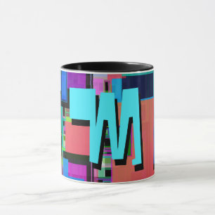 Fun farbiges Türkis-Monogramm Tasse