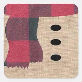 Fun Farmhouse Burlap Snowman Karierter Scarf & But Quadratischer Aufkleber