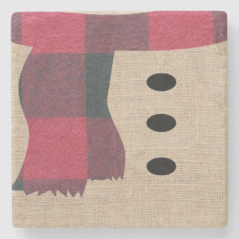 Fun Farmhouse Burlap Snowman Karierter Scarf & But Steinuntersetzer