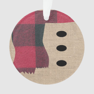 Fun Farmhouse Burlap Snowman Plaid Scarf & Buttes