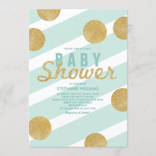 Fun Faux Gold Parties scintillant Mint Invitation 