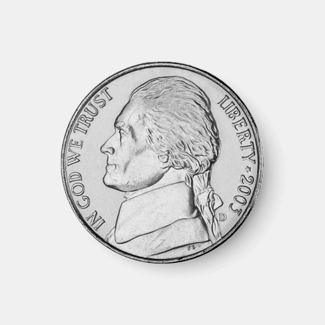 Fun Faux Nickel Coin Réfrigérateur Aimant (Devant)