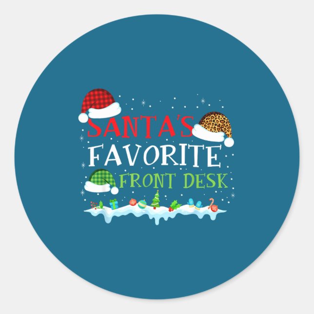 Fun Favorite Desk Front Santa s Fun Runder Aufkleber (Vorderseite)