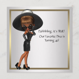 Fun Favorite Diva Womans Black 40. Geburtstag Part Einladung