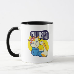 Fun Feminist Rose Riveter CAT PERSIST Resist Tasse