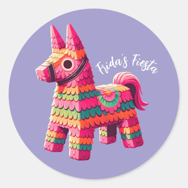 Fun Festivals mexikanischer farbenfroher Piñata In Runder Aufkleber (Vorderseite)