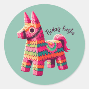 Fun Festivals mexikanischer farbenfroher Piñata In Runder Aufkleber