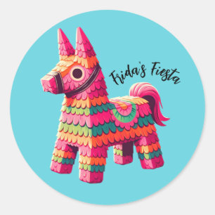 Fun Festivals mexikanischer farbenfroher Piñata In Runder Aufkleber