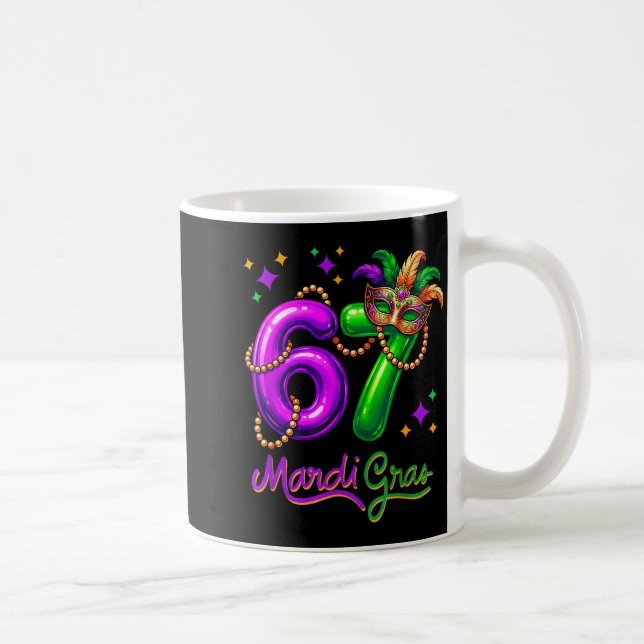 Fun Festive 67 Mardi Gras Party Balloons Beads Mas Kaffeetasse (Rechts)
