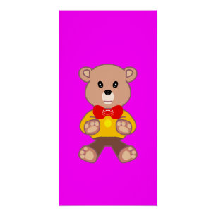 Fun Festive Bowtie Teddy Bar Bright Pink Magenta Poster