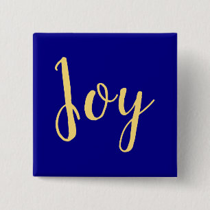 Fun Festive Elegant Holiday JOY Script. Royal Blue Button