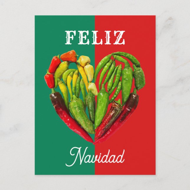 Fun Festive Feliz Navidad Chili Paprikaschoten Her Postkarte (Vorderseite)