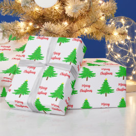 Fun Festive Merry Christmas Trees Geschenkpapier