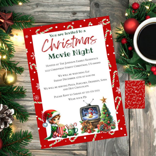 Fun Festive Movie Night Weihnachten Party Einladung (Von Creator hochgeladen)