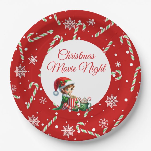 Fun Festive Movie Night Weihnachten Party Pappteller (Vorderseite)