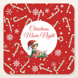 Fun Festive Movie Night Weihnachten Party Rechteckiger Pappuntersetzer