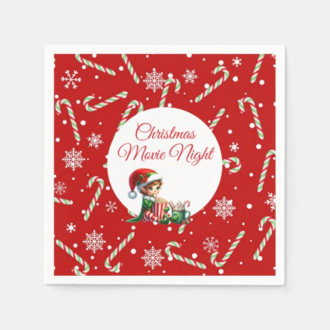 Fun Festive Movie Night Weihnachten Party Serviette (Vorderseite)