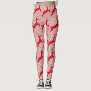 Fun Festive Reindeer Red Sweater Leggings