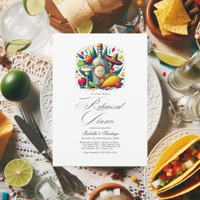 Fun Fiesta "Let's Taco Bout a Probe Dinner" Einladung (Fun Fiesta "Let's Taco 'Bout a Rehearsal Dinner" Invitation)
