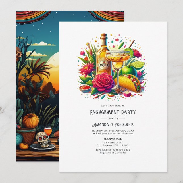 Fun Fiesta Let's Taco "über eine engagierte Partei Einladung (Vorne/Hinten)
