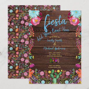 Fun Fiesta Wasserfarbe Folk Blume Paare laden Einladung