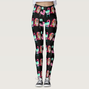 Fun Fifties Jukebox Music Players Muster Leggings