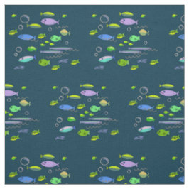 Fun Fifties Retro Cartoon Fischmuster Vintage Kuns Stoff