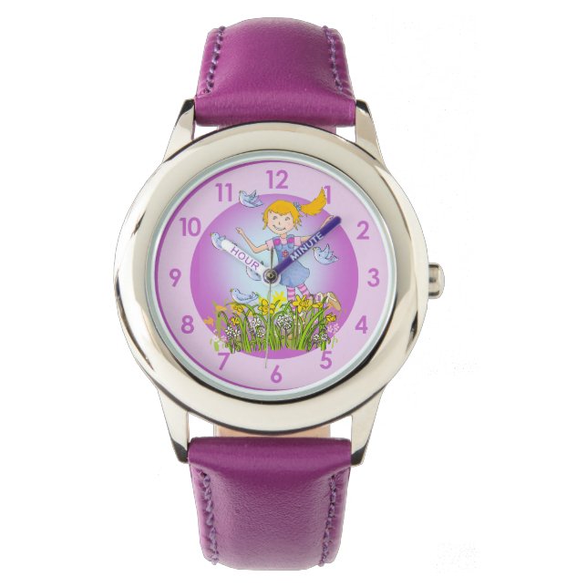 Fun filles printemps oiseaux poignet montre (devant)