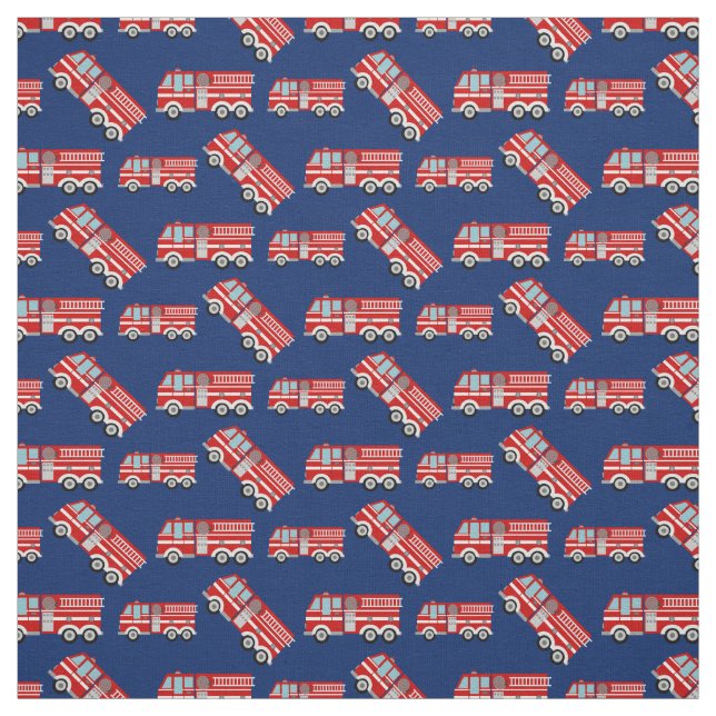 Fun Fire Trucks Navy Blue Stoff (Muster)
