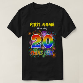 Fun Fireworks, Regenbogen-Look "20", 20. Geburtsta T-Shirt
