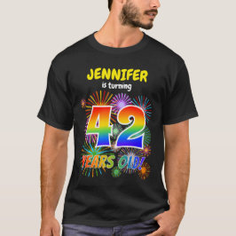 Fun Fireworks, Regenbogen-Look "42", 42. Geburtsta T-Shirt