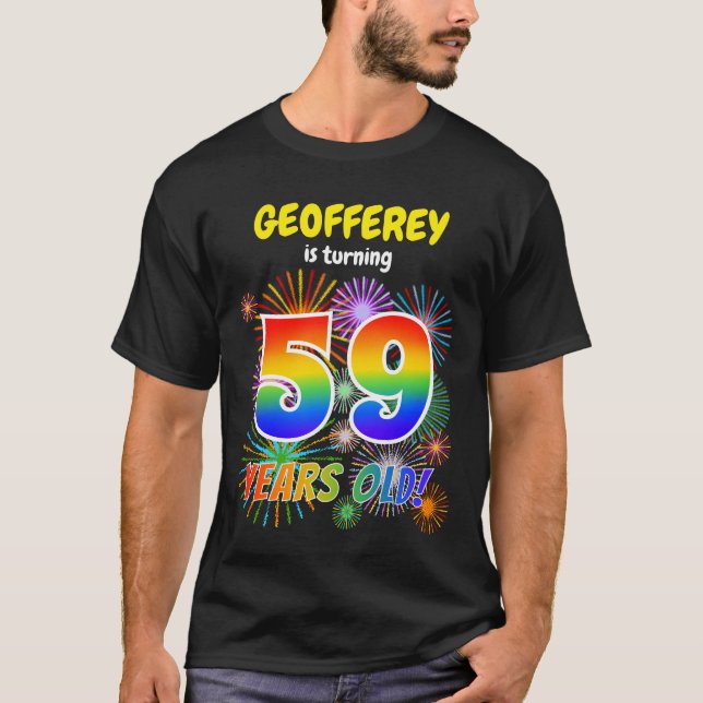 Fun Fireworks, Regenbogen Look "59", 59. Geburtsta T-Shirt (Vorderseite)