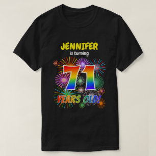 Fun Fireworks, Regenbogen-Look "71", 71. Geburtsta T-Shirt
