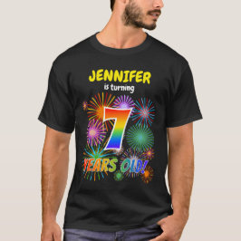 Fun Fireworks, Regenbogen Look "7", 7. Geburtstag T-Shirt
