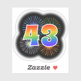Fun Fireworks + Regenbogenmuster "43" Event # Aufkleber