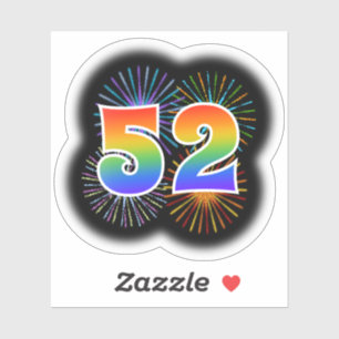 Fun Fireworks + Regenbogenmuster "52" Event # Aufkleber