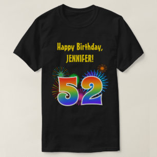 Fun Fireworks + Regenbogenmuster "52" Geburtstag # T-Shirt