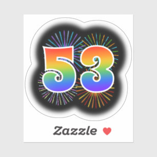 Fun Fireworks + Regenbogenmuster "53" Event # Aufkleber