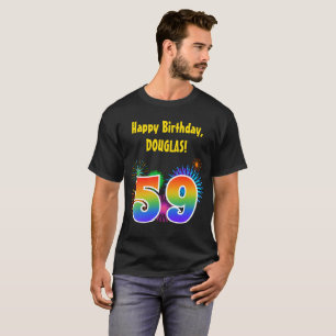 Fun Fireworks + Regenbogenmuster "59" Geburtstag # T-Shirt