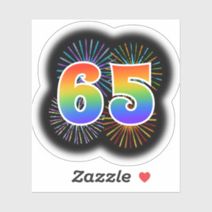 Fun Fireworks + Regenbogenmuster "65" Event # Aufkleber