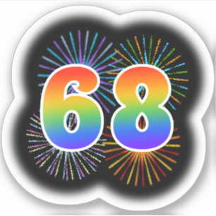 Fun Fireworks + Regenbogenmuster "68" Event # Aufkleber