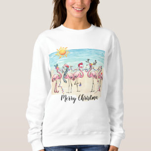 Fun Flamant rose Tropical Sweatshirt de Noël