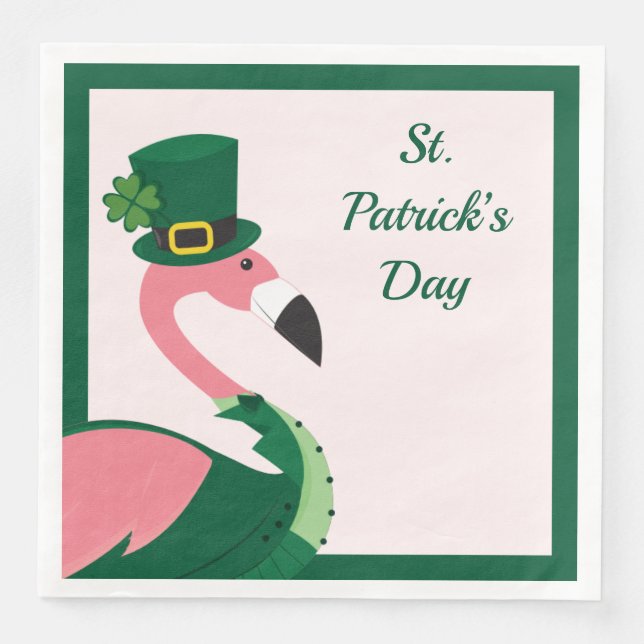Fun Flamingo Animal Pink St Patrick's Day Serviette (Vorderseite)