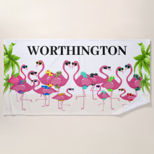 Fun Flamingo Family Strandtuch