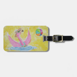 Fun Flamingo Frolocking am Strand Gepäckanhänger