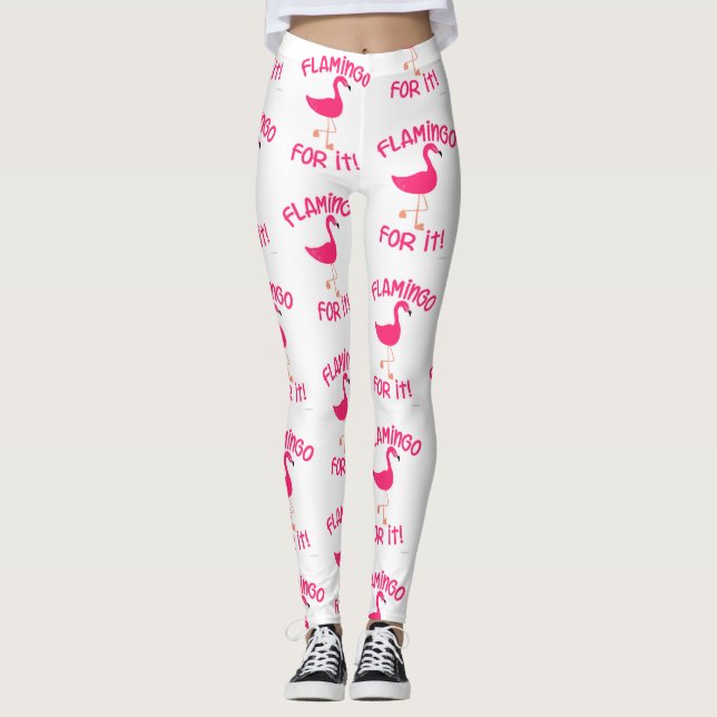 Fun Flamingo für tropisches Vogelmuster Leggings (Vorderseite)
