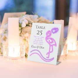 Fun Flamingo & Hearts Wedding Tischnummer Sign Sockelschild