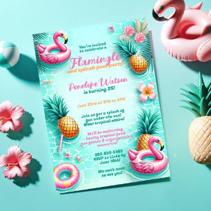 Fun Flamingo und Ananas Summer Pool Party Einladung
