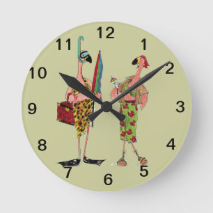 Fun Flamingo Wall Clock Runde Wanduhr