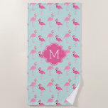 Fun Flamingos Muster Mit Monogramm Strandtuch<br><div class="desc">Das trendige und schicke mit Monogramm Design mit einem coolen und beliebten rosa Flamingos-Muster.</div>